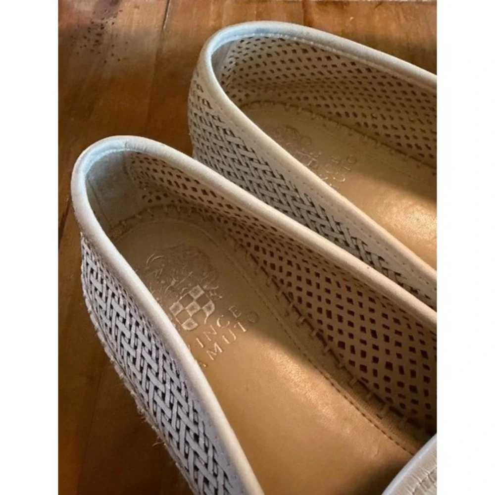 Vince Camuto Hamorra White Woven Leather Espadrille Flats 9M 40 Slip On Loafer